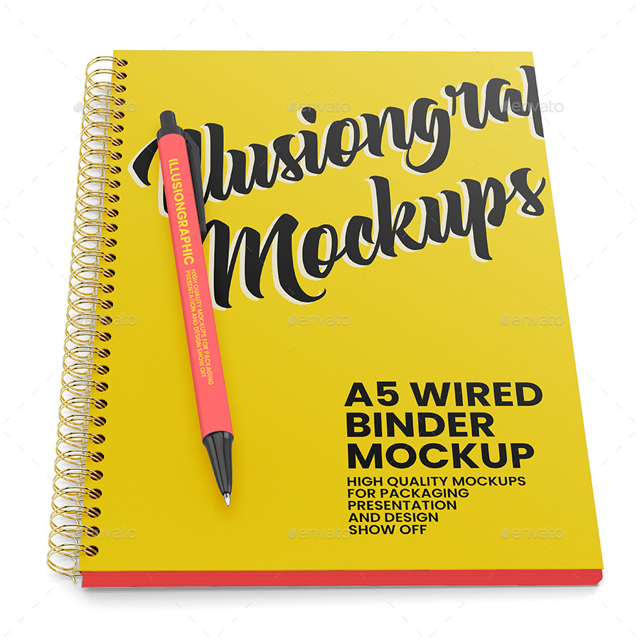 A5 Notebook with Ring Binger and Pen Mockup, Graphics | GraphicRiver